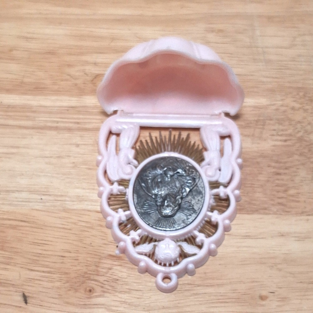 Unbranded Made in Italy Holy Water Font Pink Sacred Heart Jesus Angel Plastic - Picture 9 of 16